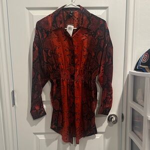 Windsor Red and Black Snake Print Button Down Shirt